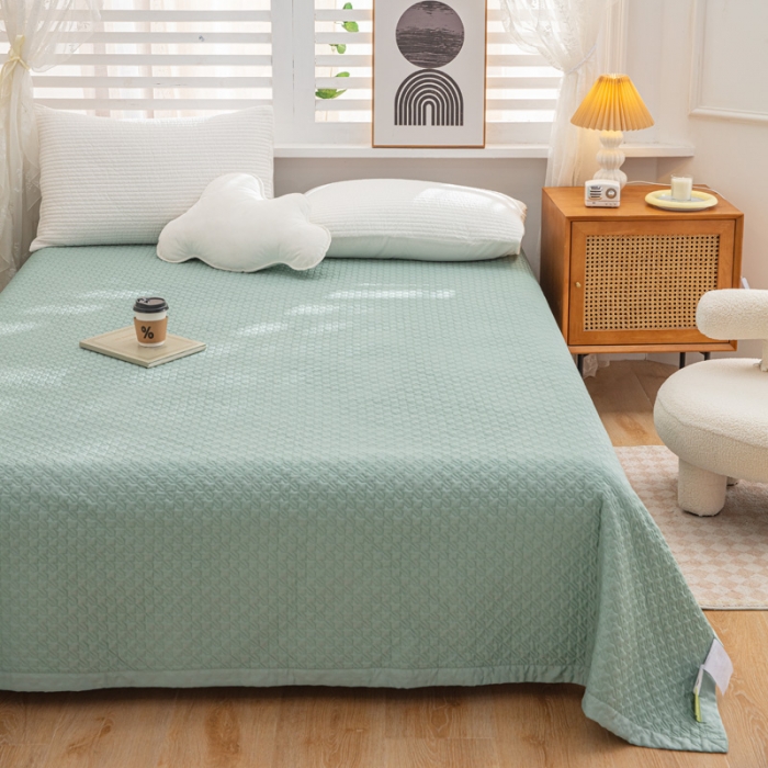 91家纺网 家纺一手货源 找家纺 卡奥  2023新款天丝床盖夏被 莫兰迪绿