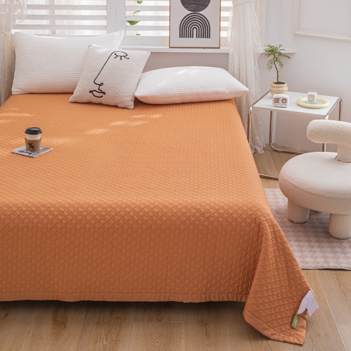 91家纺网 家纺一手货源 找家纺 卡奥  2023新款天丝床盖夏被 雾橙