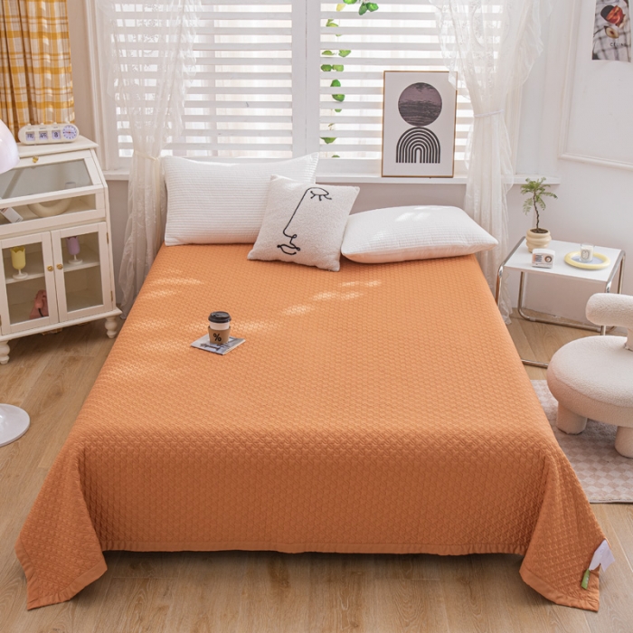 91家纺网 家纺一手货源 找家纺 卡奥  2023新款天丝床盖夏被 雾橙