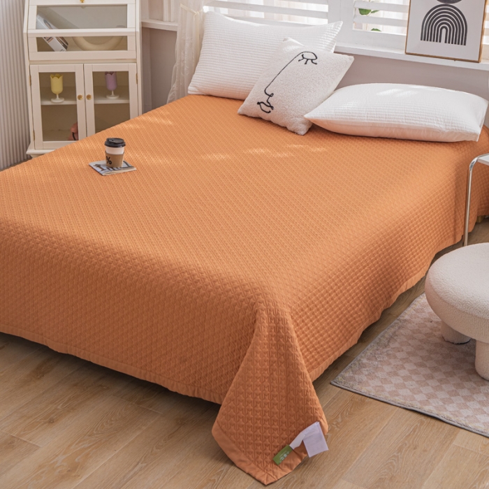 91家纺网 家纺一手货源 找家纺 卡奥  2023新款天丝床盖夏被 雾橙