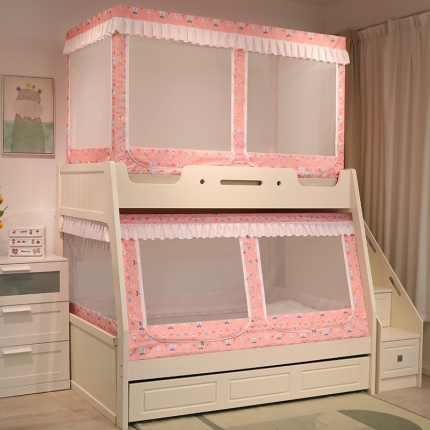 91家纺网 家纺一手货源 找家纺 （总）迪凡保罗 2025新款2308多开门卡通印花遮光子母床蚊帐