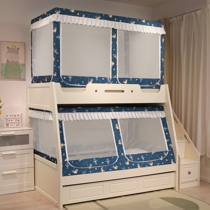 91家纺网 家纺一手货源 找家纺 （总）迪凡保罗 2025新款2308多开门卡通印花遮光子母床蚊帐