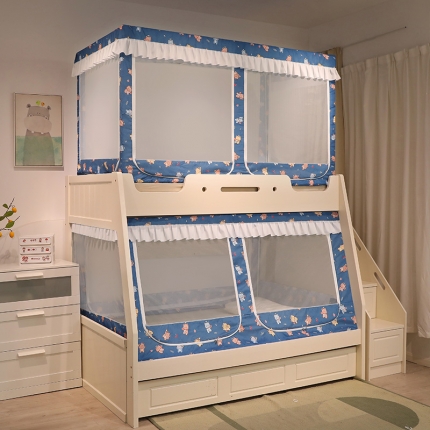 91家纺网 家纺一手货源 找家纺 （总）迪凡保罗 2025新款2308多开门卡通印花遮光子母床蚊帐