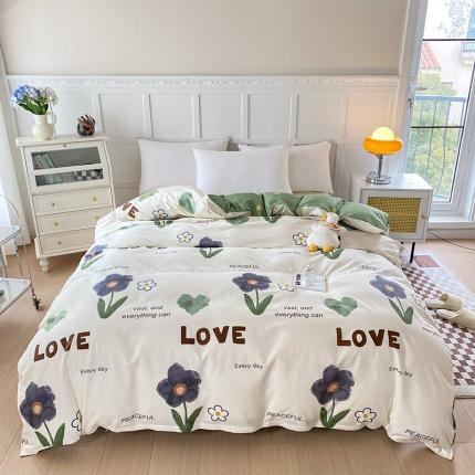 91家纺网 家纺一手货源 找家纺 帛织澜 2025新款全棉喷气12868系列纯棉单被套 绿蔓