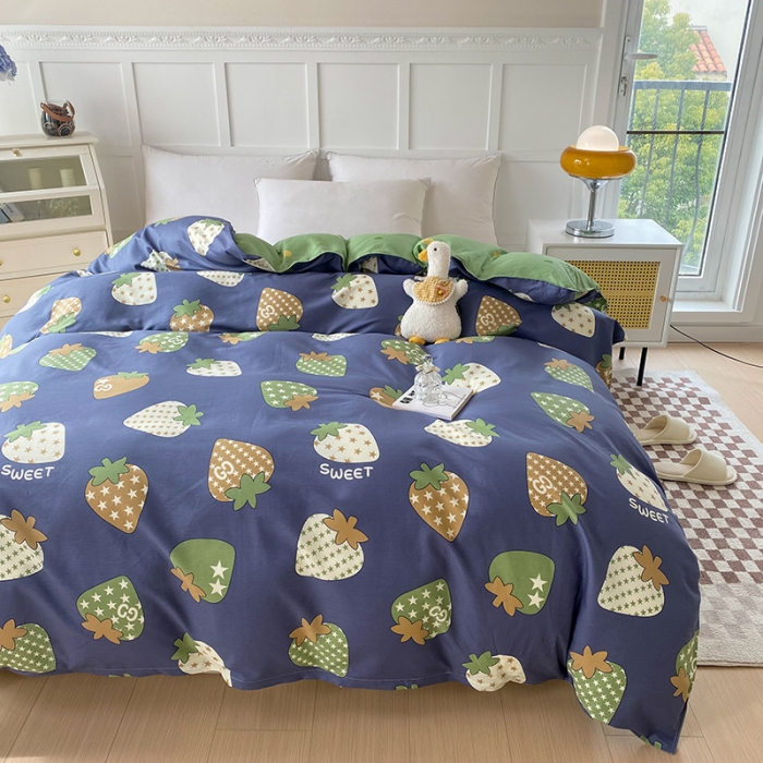 91家纺网 家纺一手货源 找家纺 帛织澜 2025新款全棉喷气12868系列纯棉单被套 草莓园