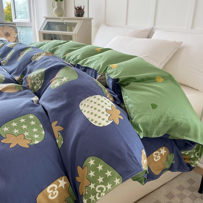 91家纺网 家纺一手货源 找家纺 帛织澜 2025新款全棉喷气12868系列纯棉单被套 草莓园