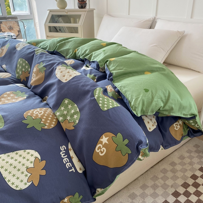 91家纺网 家纺一手货源 找家纺 帛织澜 2025新款全棉喷气12868系列纯棉单被套 草莓园