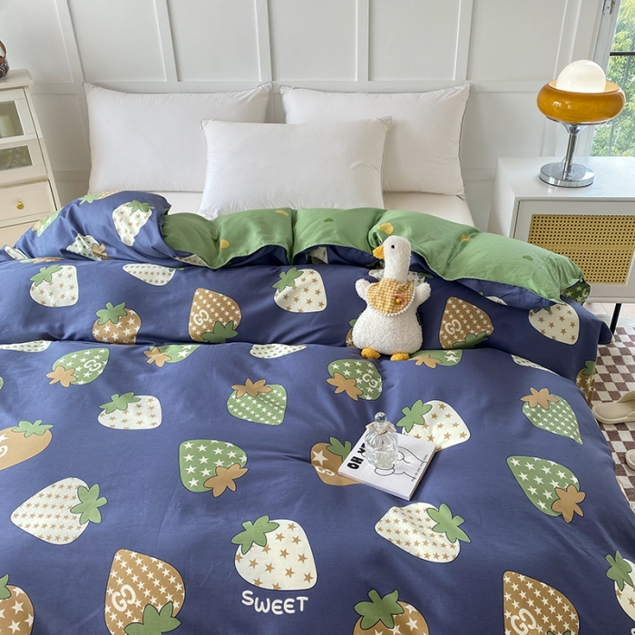 91家纺网 家纺一手货源 找家纺 帛织澜 2025新款全棉喷气12868系列纯棉单被套 草莓园