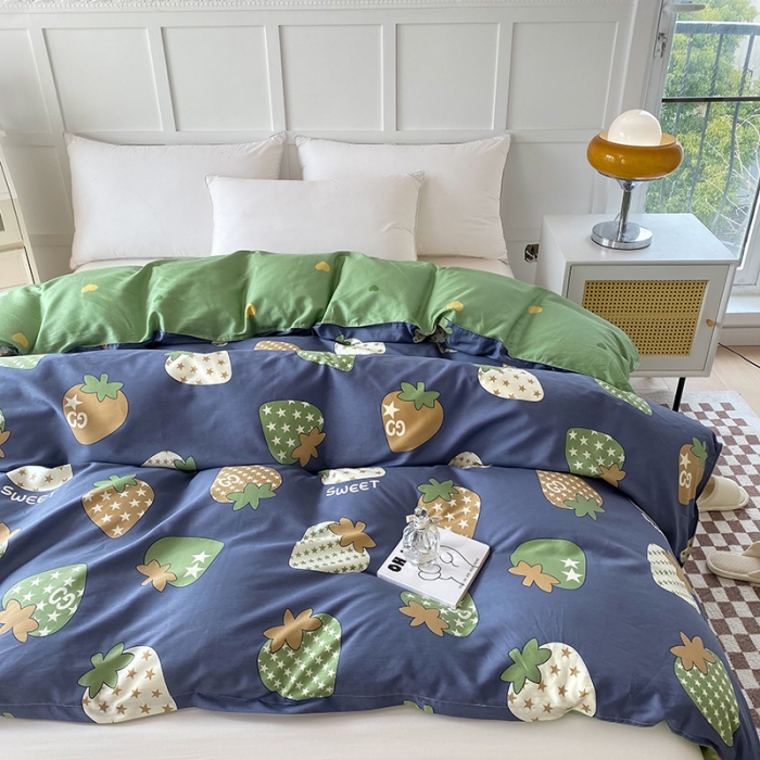 91家纺网 家纺一手货源 找家纺 帛织澜 2025新款全棉喷气12868系列纯棉单被套 草莓园