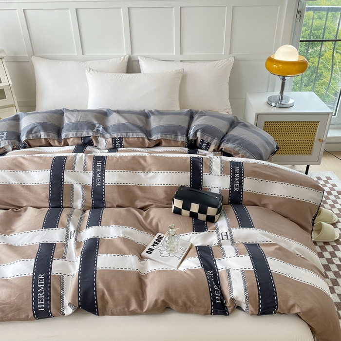 91家纺网 家纺一手货源 找家纺 帛织澜 2025新款全棉喷气12868系列纯棉单被套 格调印象-咖