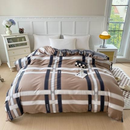 帛织澜 2025新款全棉喷气12868系列纯棉单被套 格调印象-咖