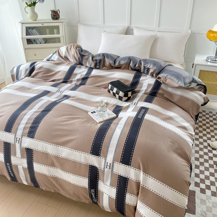 91家纺网 家纺一手货源 找家纺 帛织澜 2025新款全棉喷气12868系列纯棉单被套 格调印象-咖