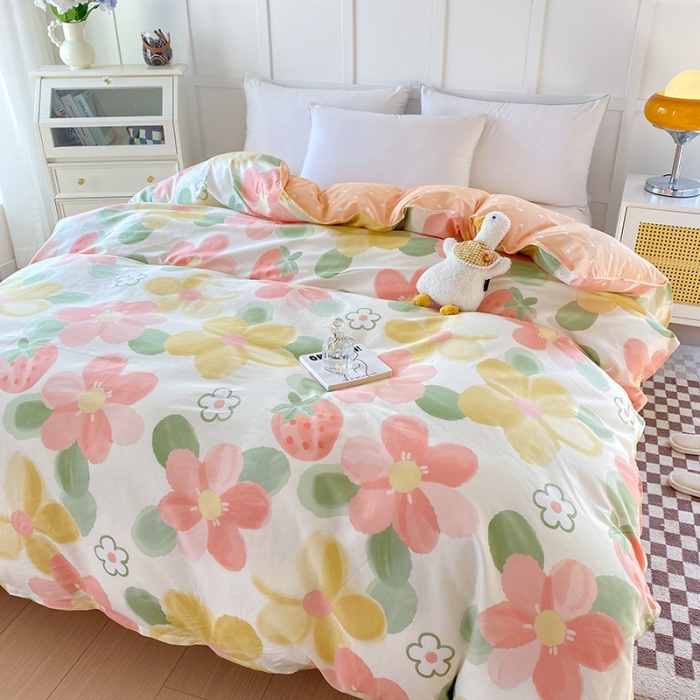 91家纺网 家纺一手货源 找家纺 帛织澜 2025新款全棉喷气12868系列纯棉单被套 花季物语