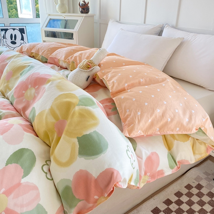 91家纺网 家纺一手货源 找家纺 帛织澜 2025新款全棉喷气12868系列纯棉单被套 花季物语