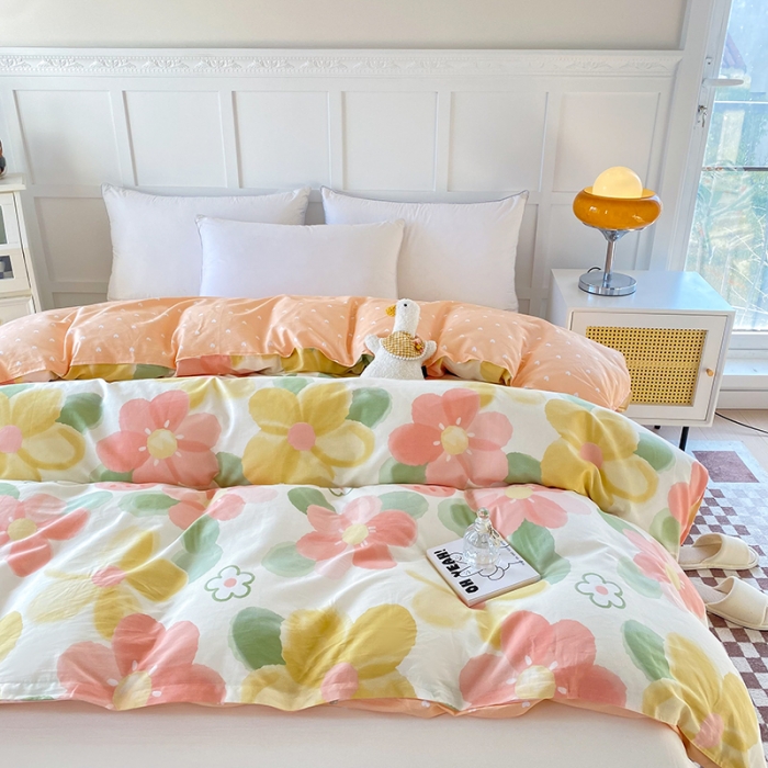 91家纺网 家纺一手货源 找家纺 帛织澜 2025新款全棉喷气12868系列纯棉单被套 花季物语