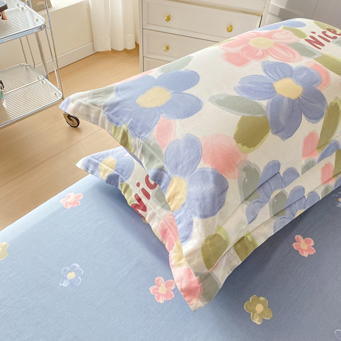 91家纺网 家纺一手货源 找家纺 帛织澜 2025新款全棉喷气12868系列纯棉单被套 蓝海晨光