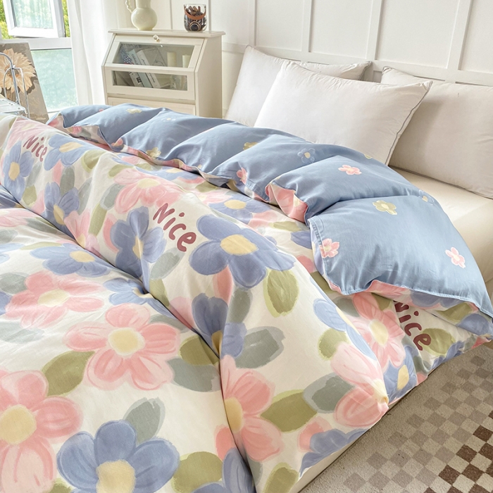 91家纺网 家纺一手货源 找家纺 帛织澜 2025新款全棉喷气12868系列纯棉单被套 蓝海晨光