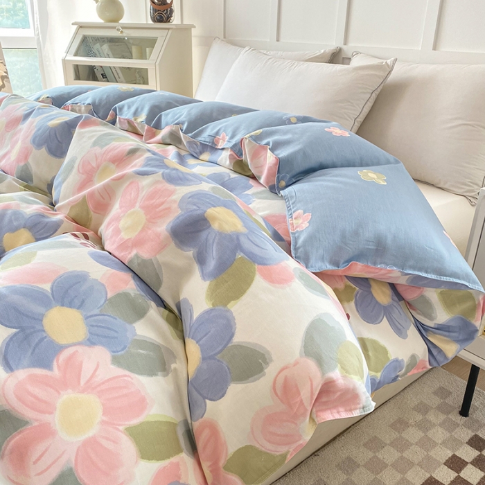 91家纺网 家纺一手货源 找家纺 帛织澜 2025新款全棉喷气12868系列纯棉单被套 蓝海晨光