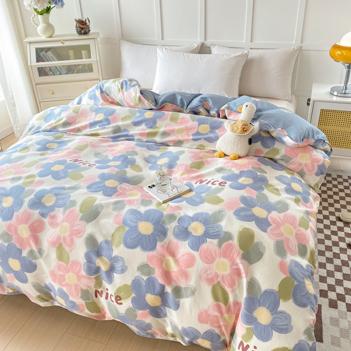 91家纺网 家纺一手货源 找家纺 帛织澜 2025新款全棉喷气12868系列纯棉单被套 蓝海晨光