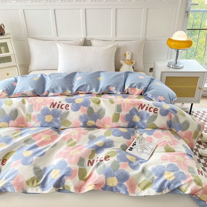 91家纺网 家纺一手货源 找家纺 帛织澜 2025新款全棉喷气12868系列纯棉单被套 蓝海晨光