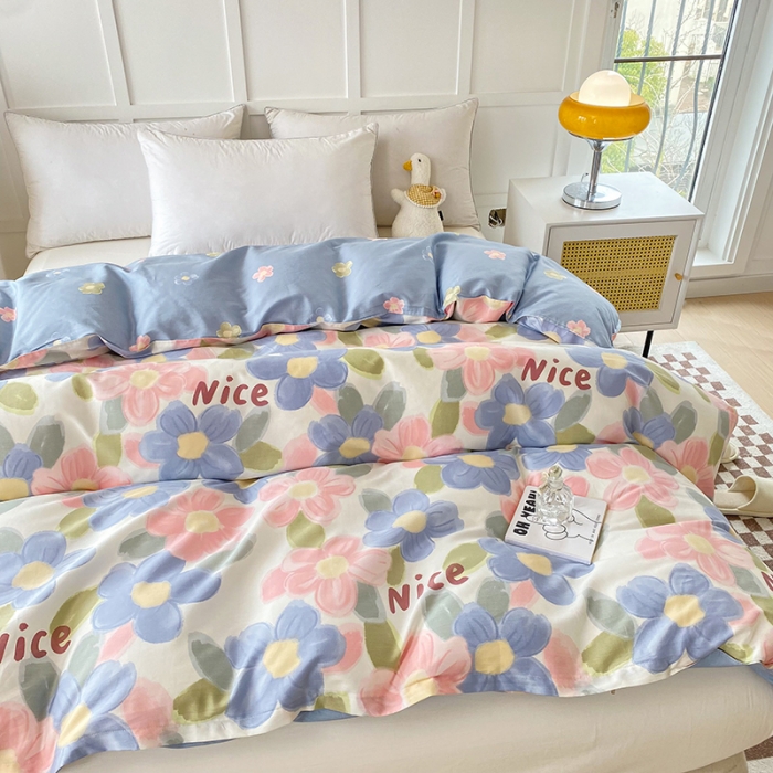 91家纺网 家纺一手货源 找家纺 帛织澜 2025新款全棉喷气12868系列纯棉单被套 蓝海晨光