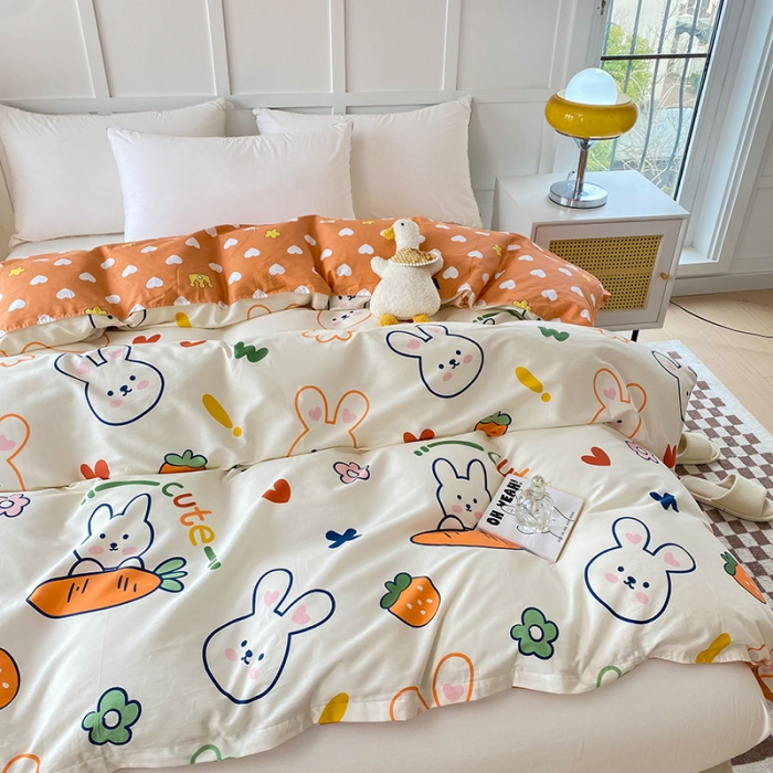 91家纺网 家纺一手货源 找家纺 帛织澜 2025新款全棉喷气12868系列纯棉单被套 萝卜兔