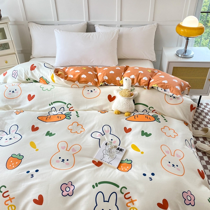 91家纺网 家纺一手货源 找家纺 帛织澜 2025新款全棉喷气12868系列纯棉单被套 萝卜兔