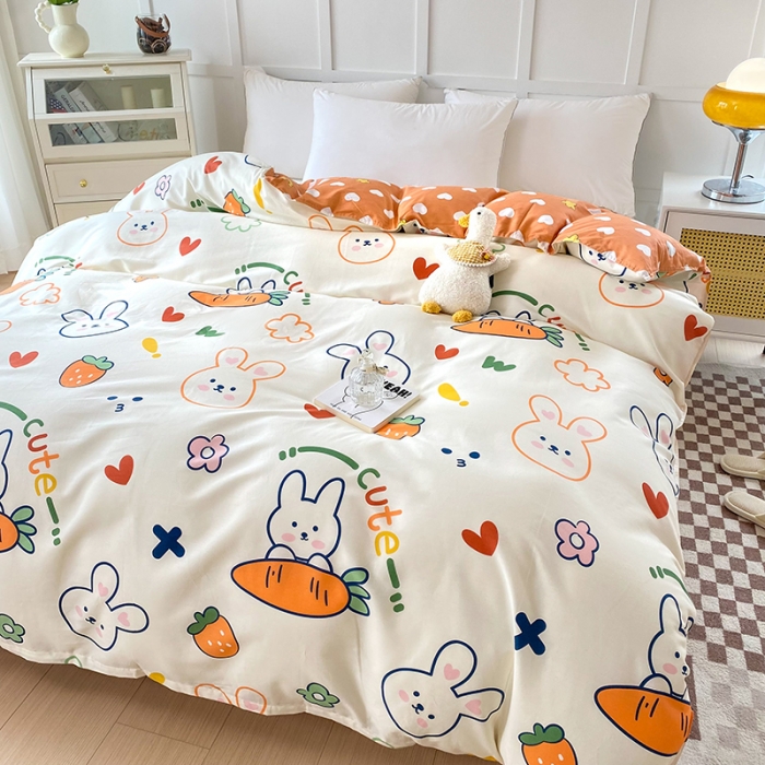 91家纺网 家纺一手货源 找家纺 帛织澜 2025新款全棉喷气12868系列纯棉单被套 萝卜兔