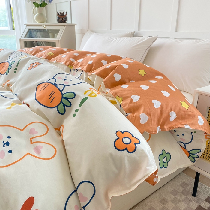 91家纺网 家纺一手货源 找家纺 帛织澜 2025新款全棉喷气12868系列纯棉单被套 萝卜兔