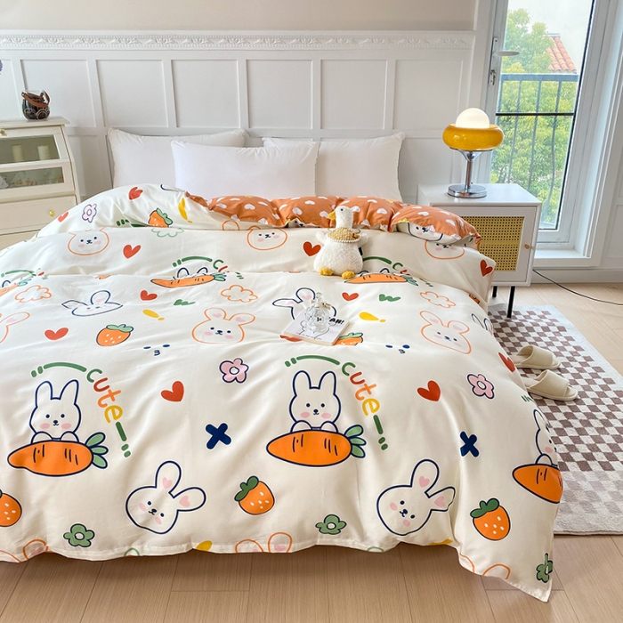 91家纺网 家纺一手货源 找家纺 帛织澜 2025新款全棉喷气12868系列纯棉单被套 萝卜兔