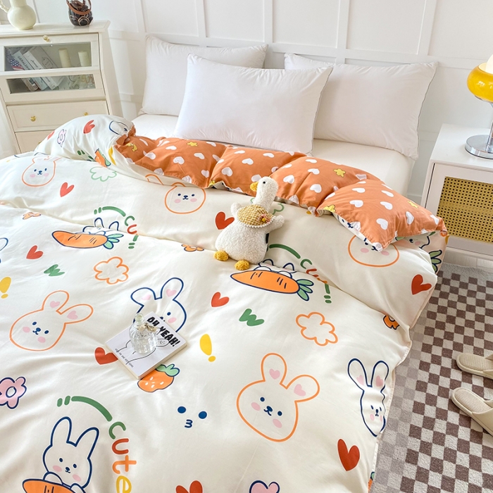 91家纺网 家纺一手货源 找家纺 帛织澜 2025新款全棉喷气12868系列纯棉单被套 萝卜兔