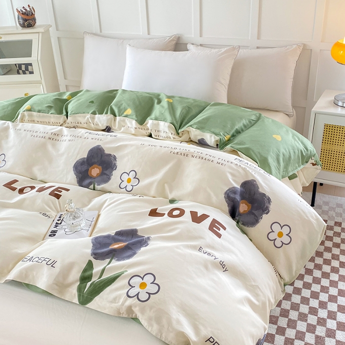 91家纺网 家纺一手货源 找家纺 帛织澜 2025新款全棉喷气12868系列纯棉单被套 绿蔓