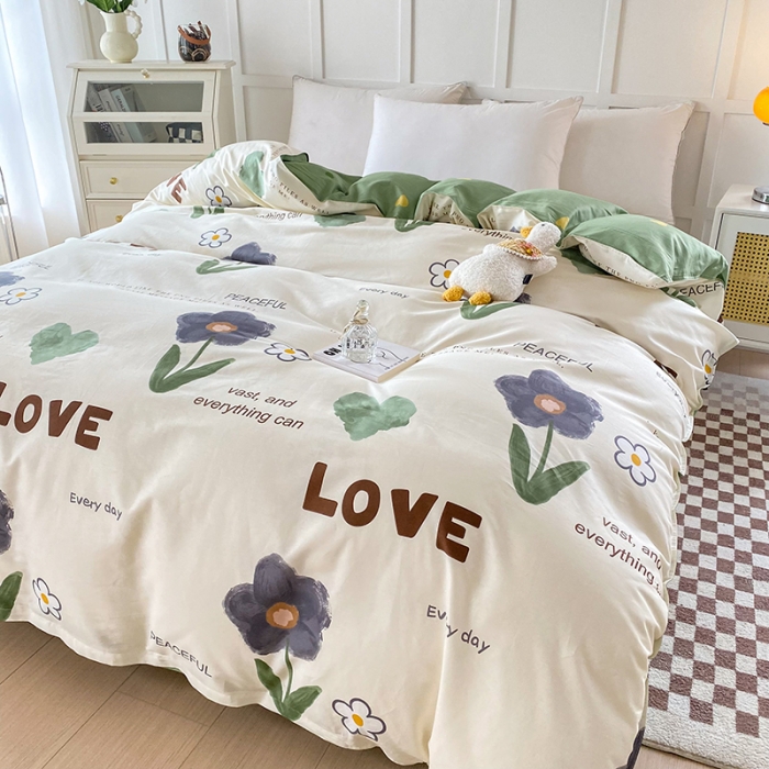 91家纺网 家纺一手货源 找家纺 帛织澜 2025新款全棉喷气12868系列纯棉单被套 绿蔓