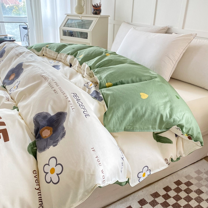 91家纺网 家纺一手货源 找家纺 帛织澜 2025新款全棉喷气12868系列纯棉单被套 绿蔓