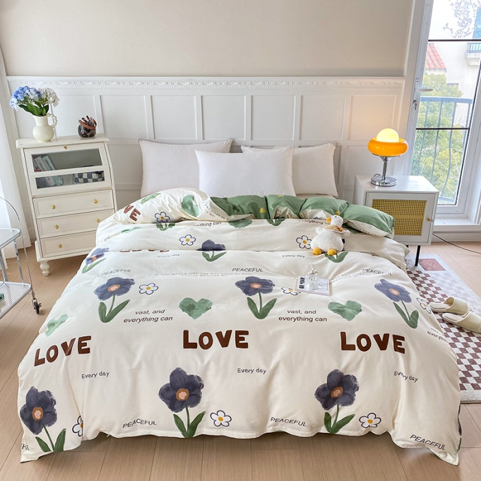 91家纺网 家纺一手货源 找家纺 帛织澜 2025新款全棉喷气12868系列纯棉单被套 绿蔓