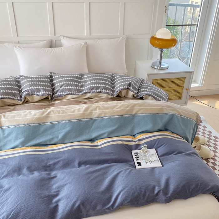 91家纺网 家纺一手货源 找家纺 帛织澜 2025新款全棉喷气12868系列纯棉单被套 莫兰迪