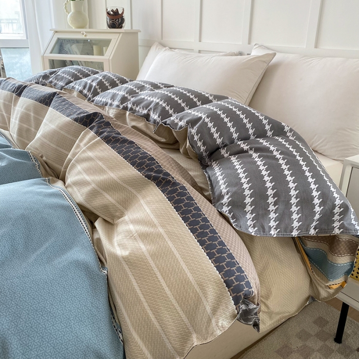 91家纺网 家纺一手货源 找家纺 帛织澜 2025新款全棉喷气12868系列纯棉单被套 莫兰迪