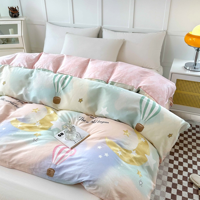 91家纺网 家纺一手货源 找家纺 帛织澜 2025新款全棉喷气12868系列纯棉单被套 热气球