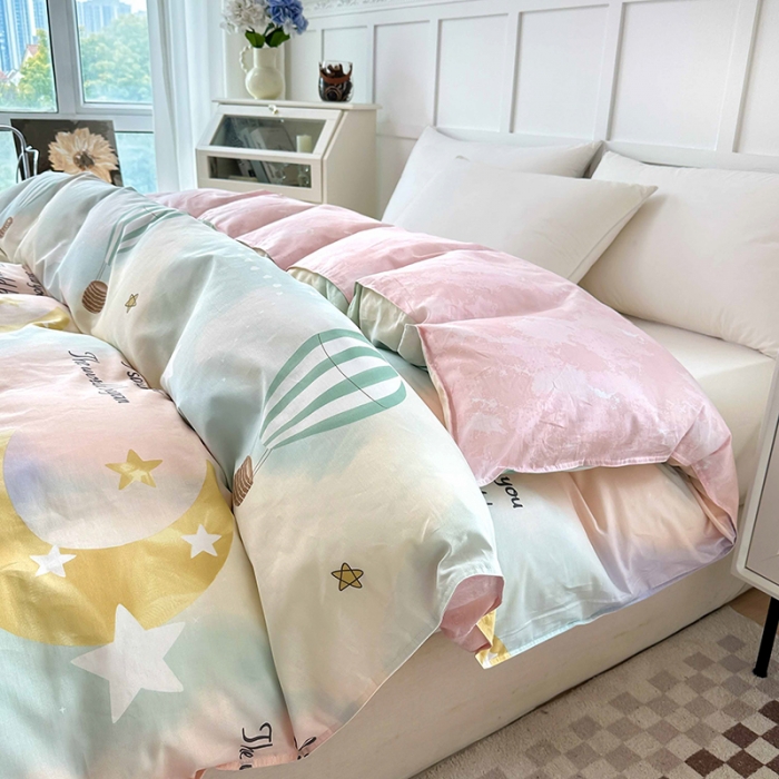 91家纺网 家纺一手货源 找家纺 帛织澜 2025新款全棉喷气12868系列纯棉单被套 热气球