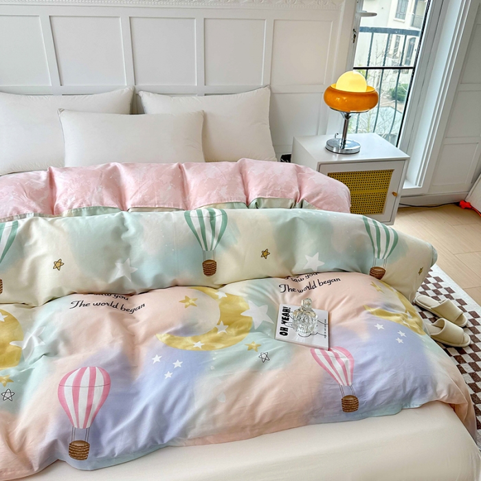 91家纺网 家纺一手货源 找家纺 帛织澜 2025新款全棉喷气12868系列纯棉单被套 热气球