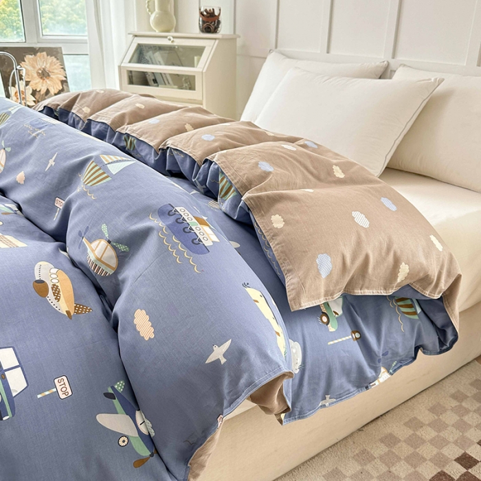91家纺网 家纺一手货源 找家纺 帛织澜 2025新款全棉喷气12868系列纯棉单被套 玩具乐园-兰