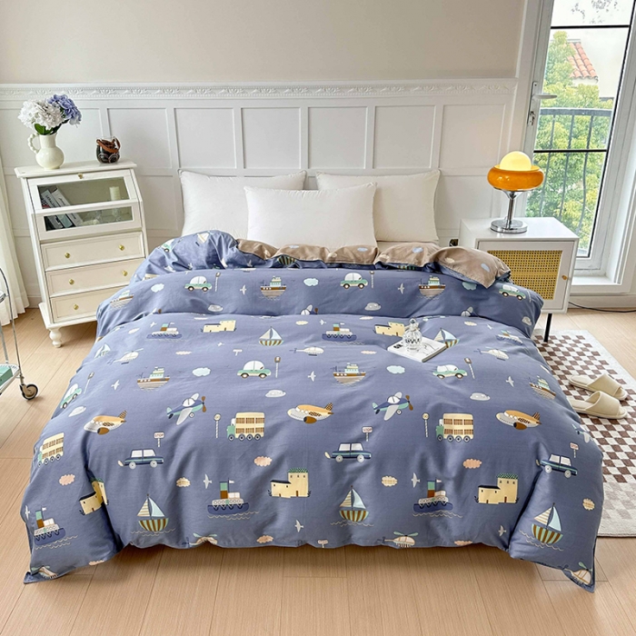 91家纺网 家纺一手货源 找家纺 帛织澜 2025新款全棉喷气12868系列纯棉单被套 玩具乐园-兰