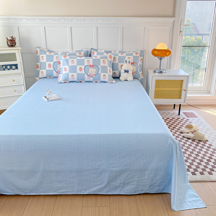 91家纺网 家纺一手货源 找家纺 帛织澜 2025新款全棉喷气12868系列纯棉床单 草莓小熊