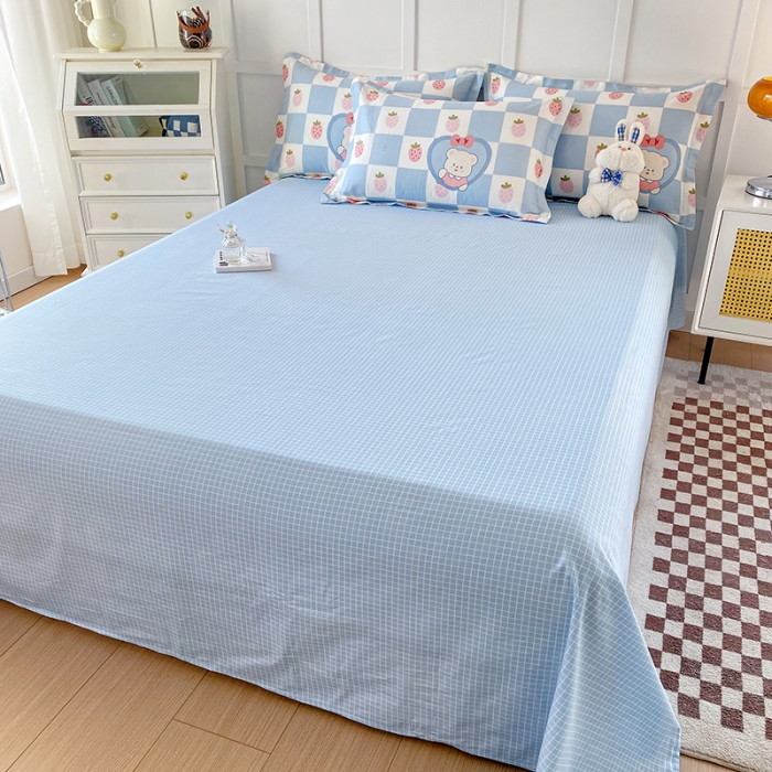 91家纺网 家纺一手货源 找家纺 帛织澜 2025新款全棉喷气12868系列纯棉床单 草莓小熊