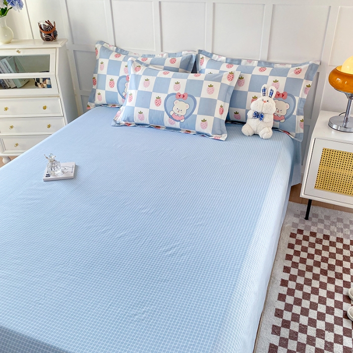 91家纺网 家纺一手货源 找家纺 帛织澜 2025新款全棉喷气12868系列纯棉床单 草莓小熊