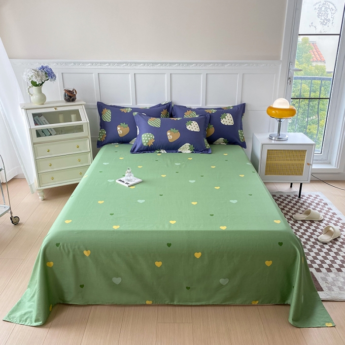 91家纺网 家纺一手货源 找家纺 帛织澜 2025新款全棉喷气12868系列纯棉床单 草莓园