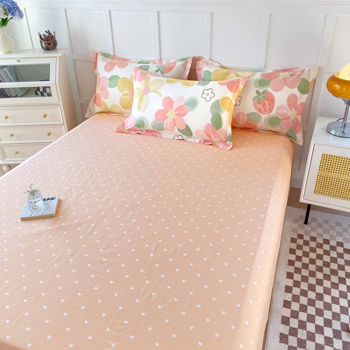 91家纺网 家纺一手货源 找家纺 帛织澜 2025新款全棉喷气12868系列纯棉床单 花季物语