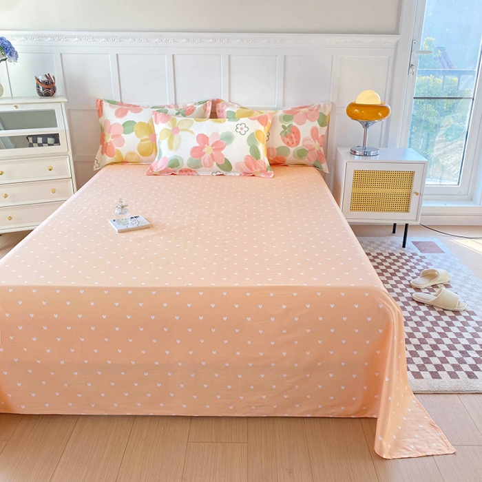 91家纺网 家纺一手货源 找家纺 帛织澜 2025新款全棉喷气12868系列纯棉床单 花季物语