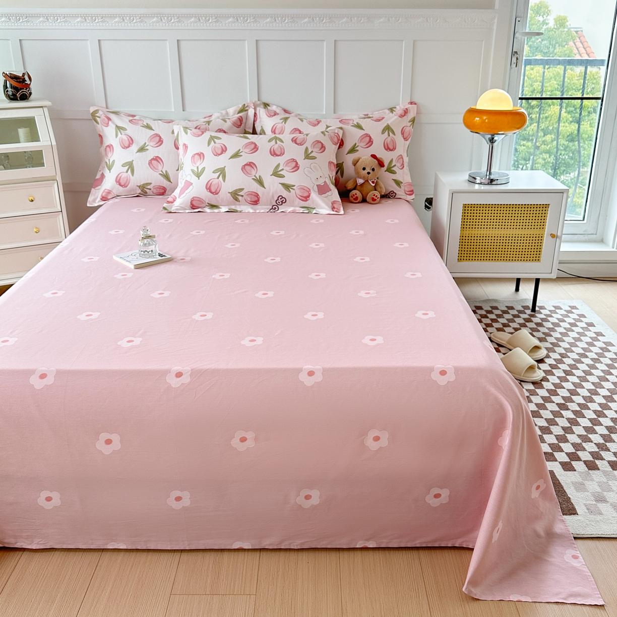 91家纺网 家纺一手货源 找家纺 帛织澜 2025新款全棉喷气12868系列纯棉床单 花仙兔