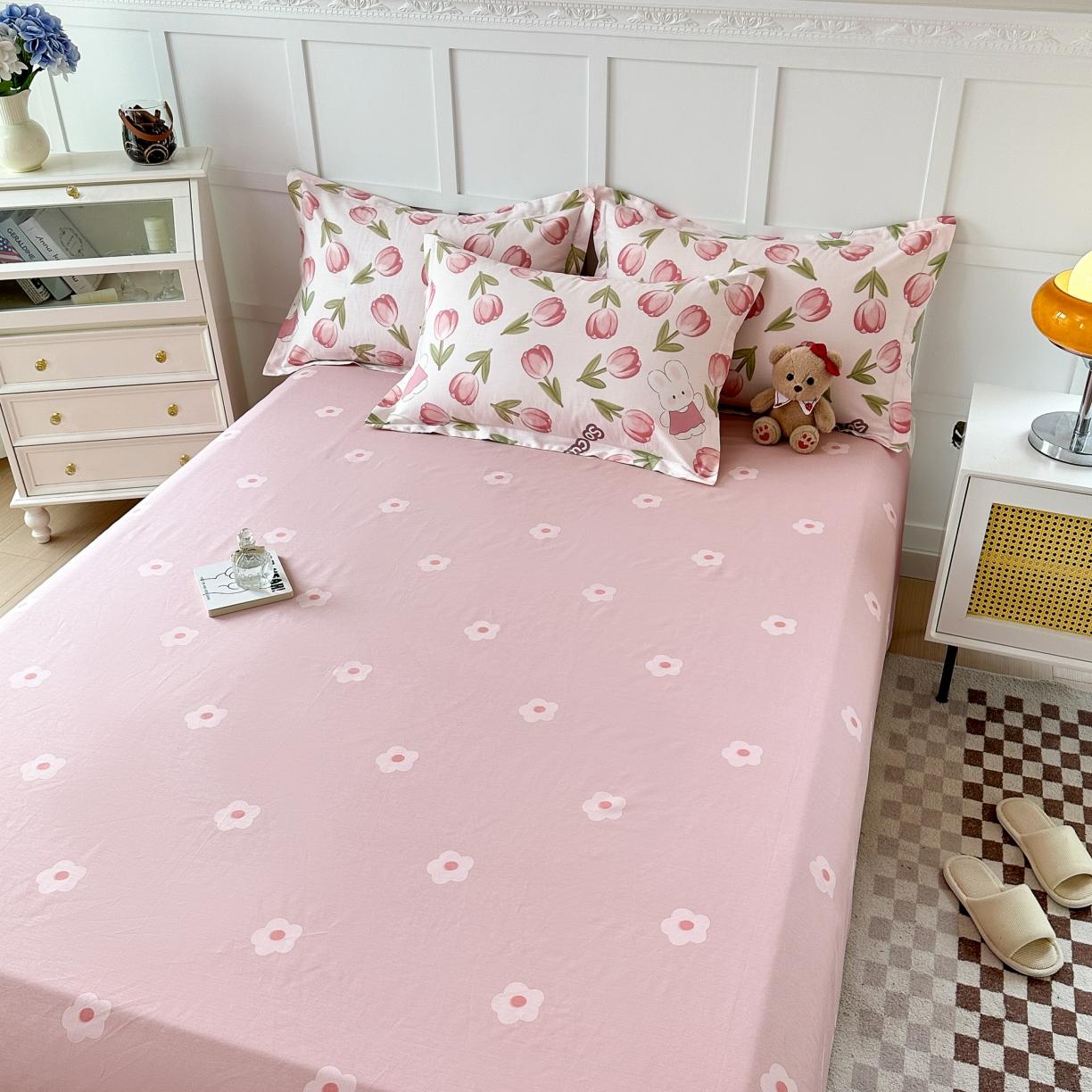 91家纺网 家纺一手货源 找家纺 帛织澜 2025新款全棉喷气12868系列纯棉床单 花仙兔